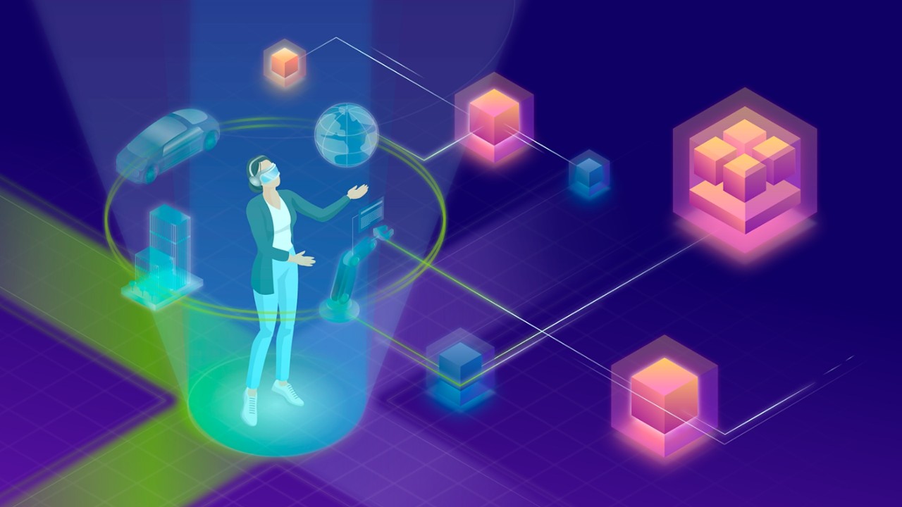 Abstract display of 5G connectivity for XR experiences. 