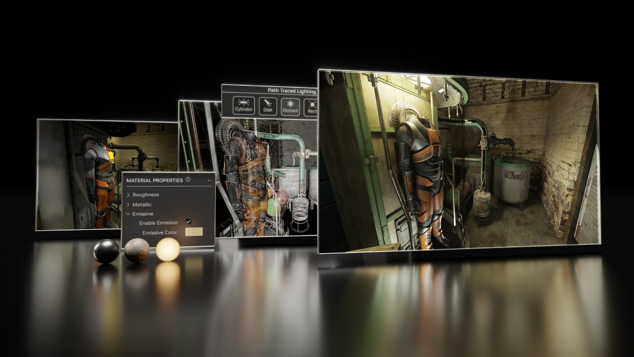 Screenshot of RTX Remix interface showcasing AI-enhanced game assets and ray tracing features for modding